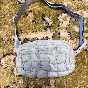 Baby blue quilted belt bag EUC